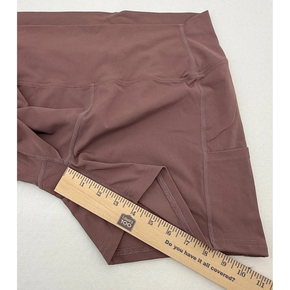 Womens‎ Biker Shorts Size 10 Mauve Pink High Rise Pocket Athletic